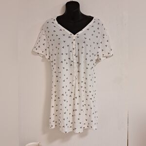 LOVE TO SLEEP Heart Pattern Short Sleeve Pajama Romper Size 3X NWT